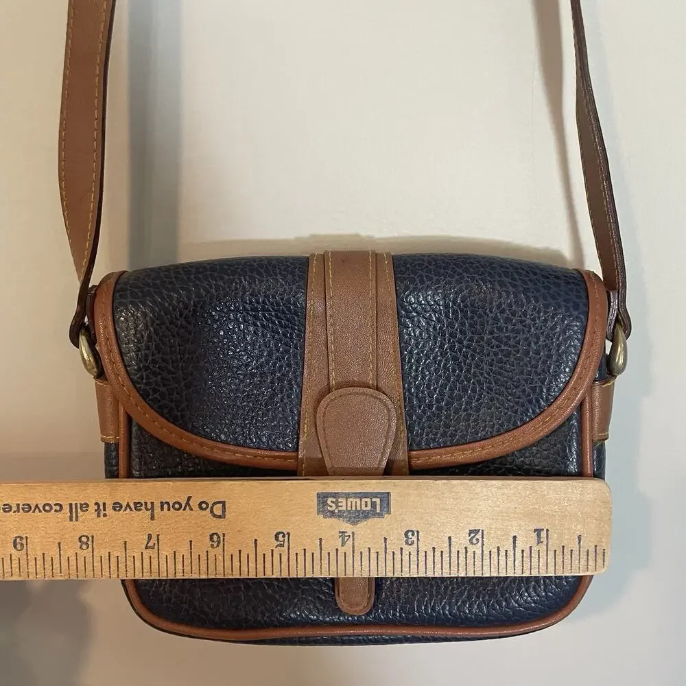 Dooney & Bourke VTG All Weather Leather Equestrian Saddle Bag Crossbody Blue‎